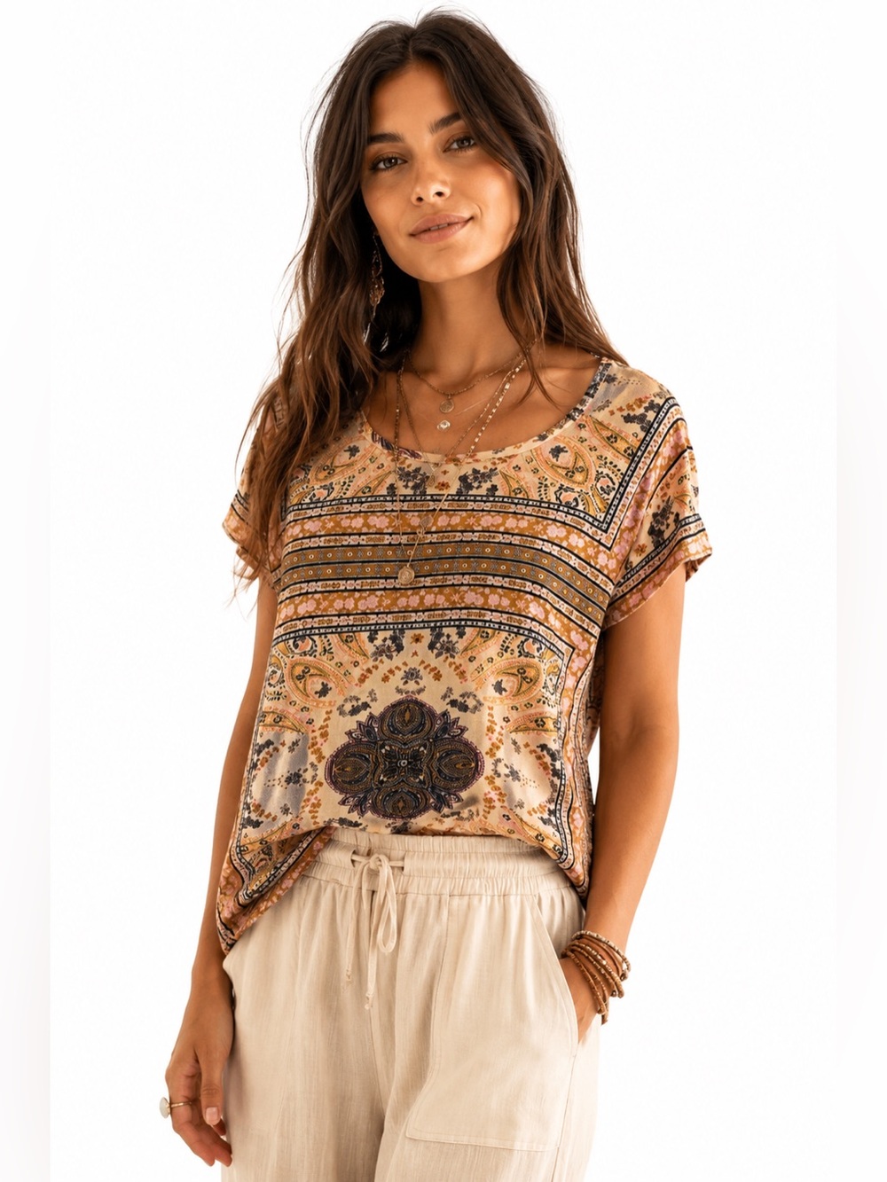 ⭐️ Lucky Brand ($55) Linen Blend Persian Tee - PTP 22